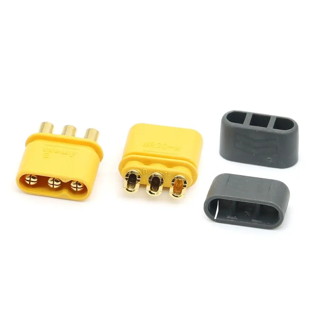 Conector alimentare DC mufa MR30 tata 3pin 15A 500V lipire pe cablu AMASS MR30-M [1]