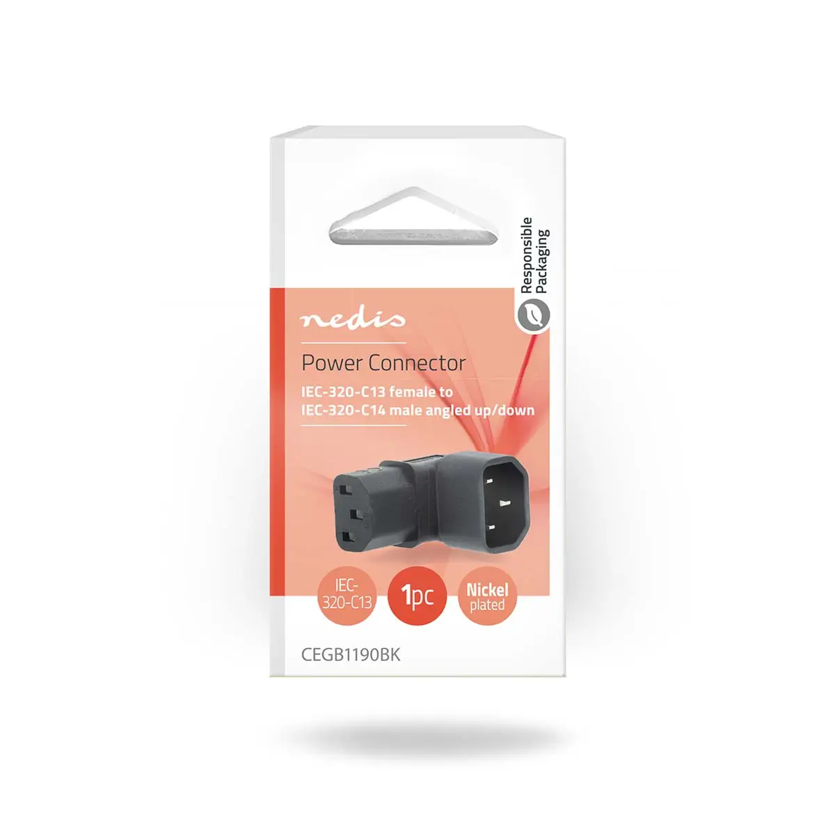 Conector alimentare IEC-320-C13 C14 cotit 90 grade Nedis culoare negru [3]