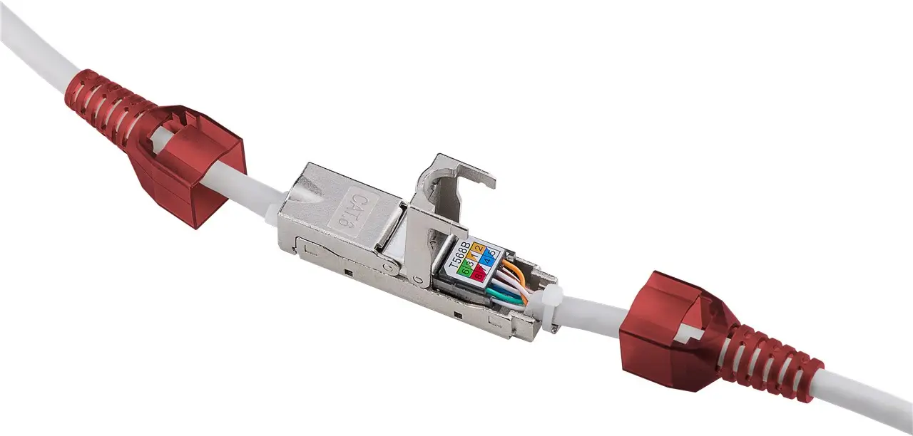 Adaptoare retea RJ45 - Conector de reconectare cablu CAT6 ecranat STP, fără unelte, tehnologie IDC, 250MHz, Goobay 79577