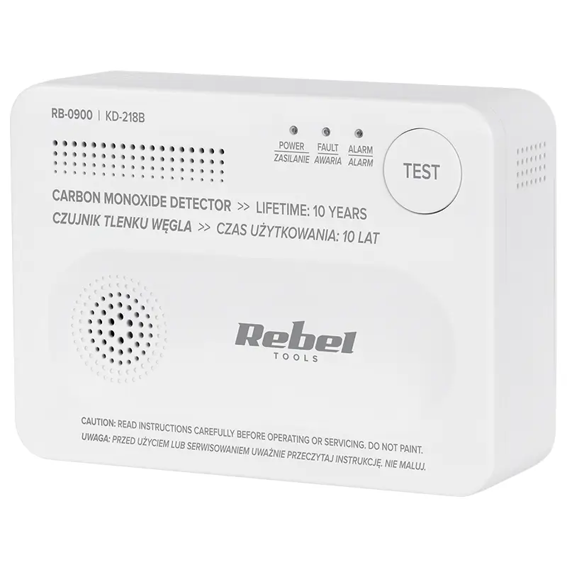 Timere-senzori - Detector senzor gaz monoxid de carbon REBEL RB-0900, alimentare 3x AA, detecție eficientă, design compact.