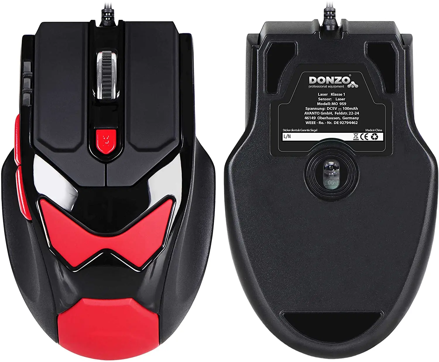Gaming mouse LASER USB 800-1200-2100-3400DPI 6 butoane 76g cu 4x4.2g greutăți interschimbabile DONZO DO959-BL [3]