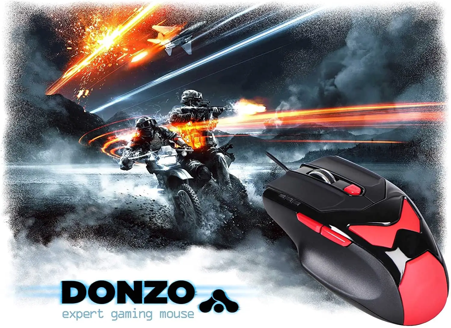 Gaming mouse LASER USB 800-1200-2100-3400DPI 6 butoane 76g cu 4x4.2g greutăți interschimbabile DONZO DO959-BL [1]