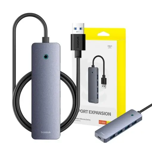 HUB extern Baseus B0005280B811-02 UltraJoy 4 in 1 input USB output USB Type-C + 4x USB3.0 cablu 100cm gri [2]