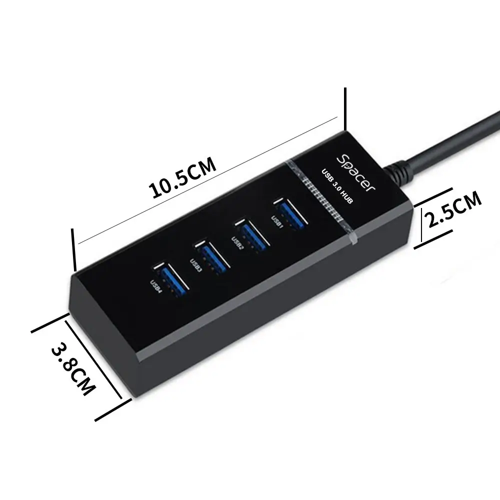 HUB extern SPACER SPH-4USB30-01 porturi USB3.0 x4 conectare prin USB3.0 cablu 1m negru – IoElectronice.ro [2]