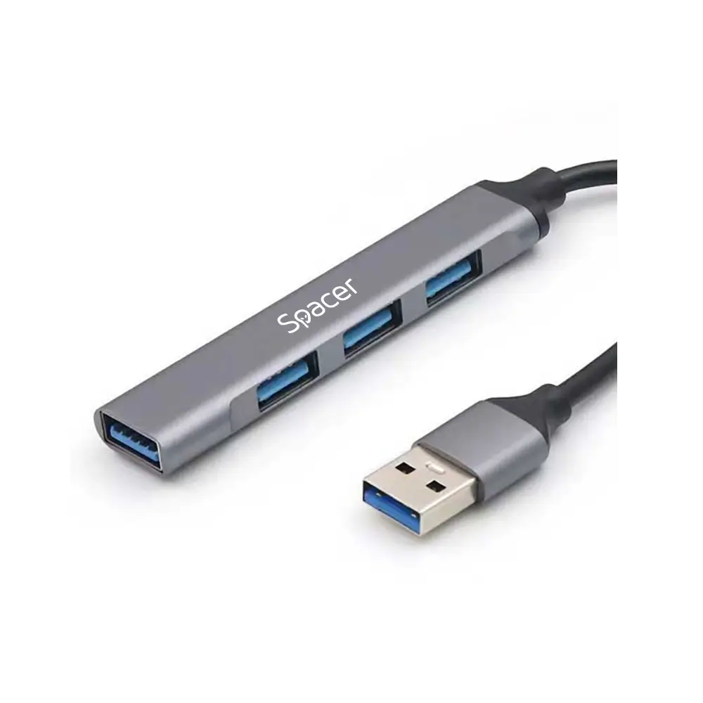 Hub-uri USB - HUB extern Spacer SPHB-USB-4U-01 cu 4 porturi USB (1 x USB 3.0, 3 x USB 2.0) pentru conectivitate extinsă.