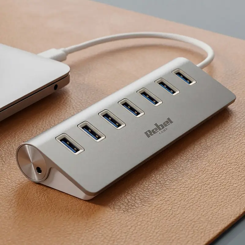Hub USB 3.0 7 porturi Plug&Play OTG Rebel KOM1091 [4]