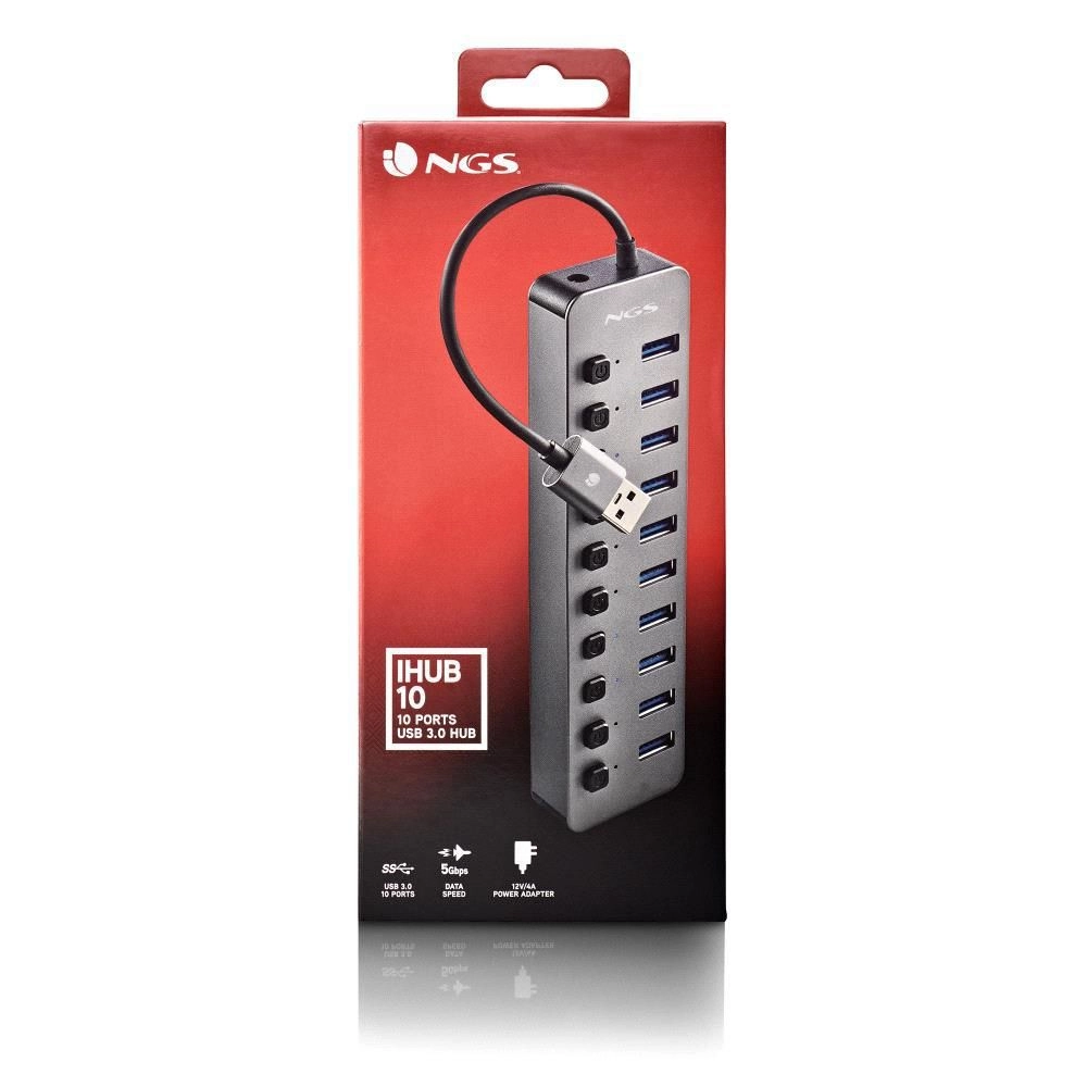 HUB USB 3.0 NGS iHub10 cu 10 porturi, alimentator inclus, transfer rapid 5 Gbps, compatibil PC/MAC [4]