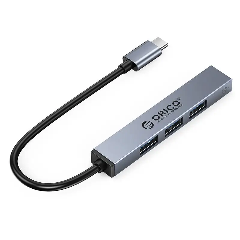 HUB USB Orico AHC1-4A-GY, 4 Porturi USB 3.2, Gri, Construcție Aluminiu, Plug & Play, 15cm Cablu [1]