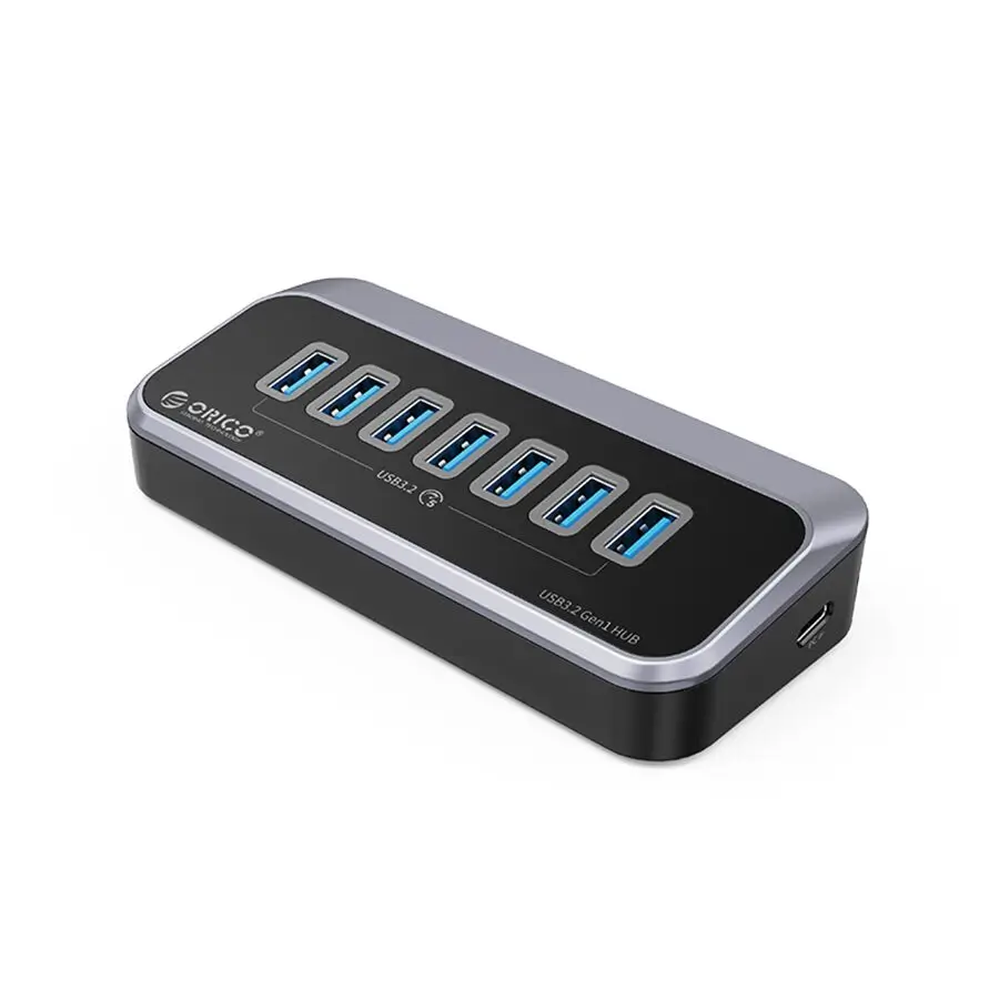 HUB USB Orico M3U3-7A-10-BK cu 7 Porturi USB 3.2, Conector USB-C, Viteză 5Gbps, Cablul Textil 1m [1]