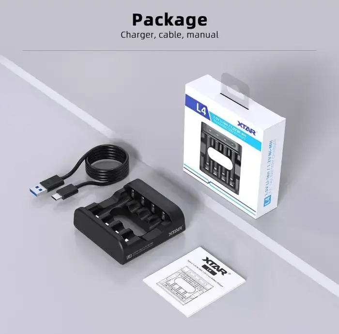 Încărcător acumulatori Li-ion și NiMH pentru 4 sloturi AA/AAA USB-C XTAR L4 KT [2]