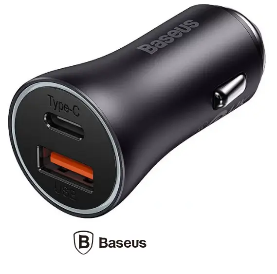 Accesorii Auto - Încărcător auto Baseus CGJM000113 60W 1x USB 5V/3A 1x USB Type-C gri