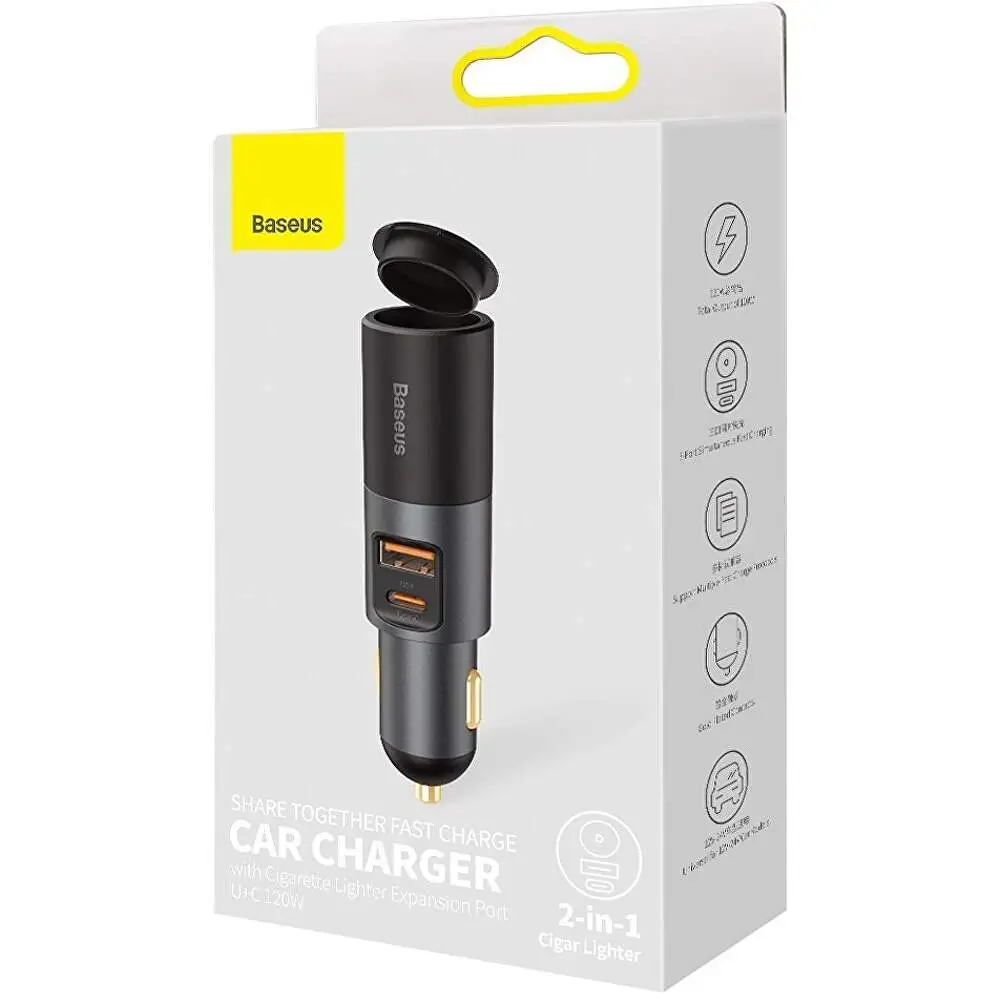 Încărcător auto Baseus CCBT-C0G 1x USB-A 5V/3A 1x USB-C 5V/3A pentru încărcare rapidă în mașină [2]
