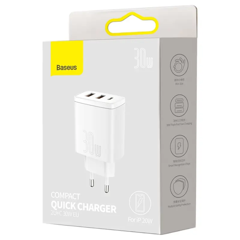 Încărcător rețea 100-240V - 2x USB QC3.0 1x USB-C PD 3.0 30W BASEUS CCXJ-E02 - IoElectronice.ro [5]