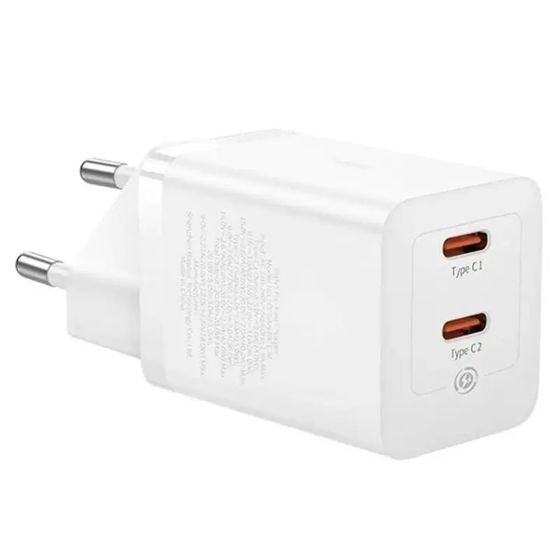 Incarcatoare retea - Încărcător rețea 100-240V - 2x USB Type-C GAN5 QC 40W BASEUS P10110804217 – IoElectronice.ro