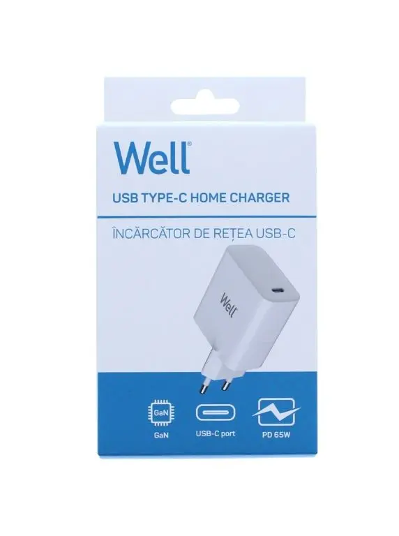 Încărcător rețea 100-240V USB-C Well GaN PD 65W 5V/3A 9V/3A 12V/3A 15V/3A 20V/3.25A alb – IoElectronice.ro [2]