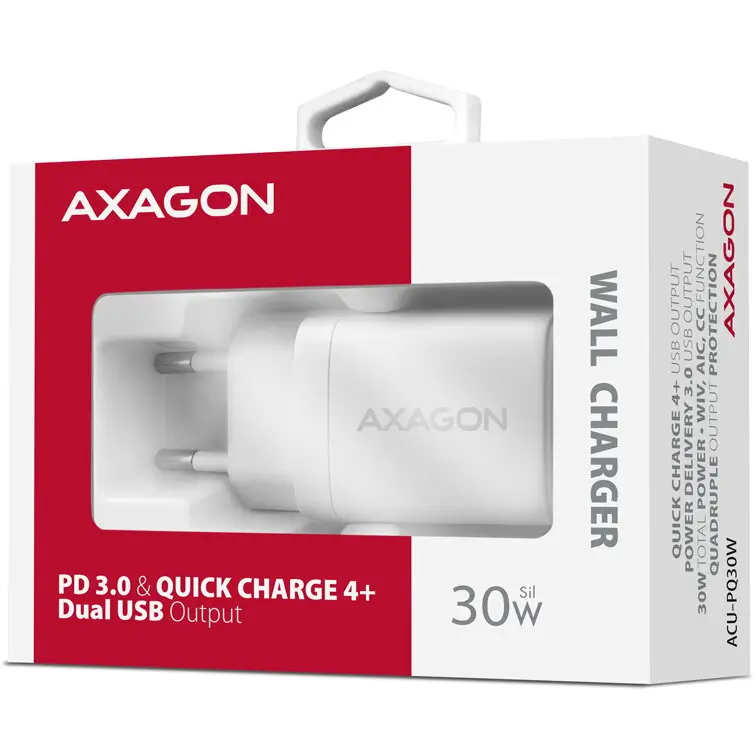 Încărcător rețea PD 3.0 QC4+ 1x USB-C + 1x USB-A 30W alb AXAGON ACU-PQ30W – IoElectronice.ro [3]