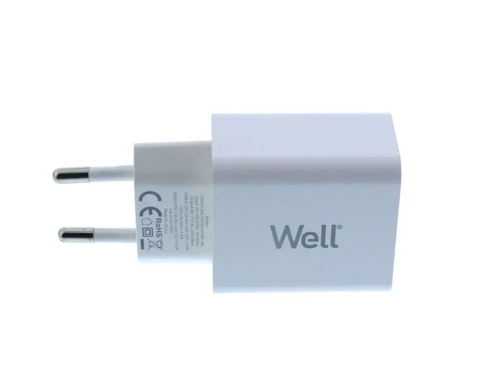 Încărcător rețea Well 1x USB-A QC3.0 1x USB-C PD 30W alb PSUP-USB-WPQ3001WE-WL - IoElectronice.ro [2]