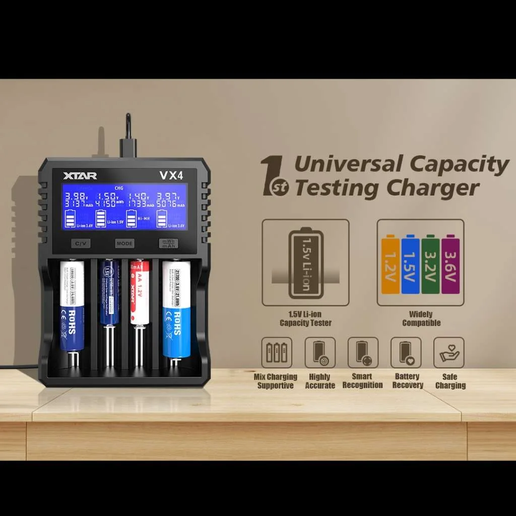 Incarcator Universal XTAR VX4 cu Tester Capacitate pentru Baterii Li-ion și Ni-Mh - Eficiență și Siguranță [4]
