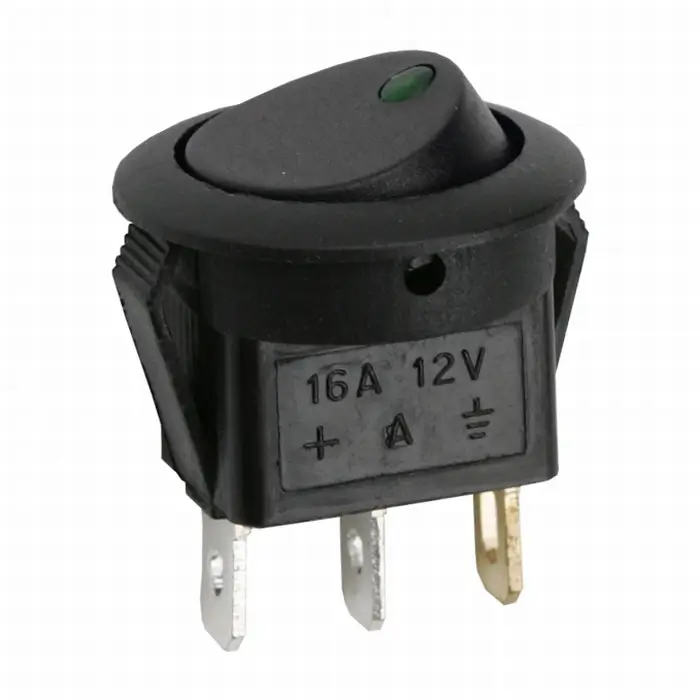 Electrice - Întreupător basculant 1 circuit 3 pini 12V 16A LED verde M'N'C 09042ZO