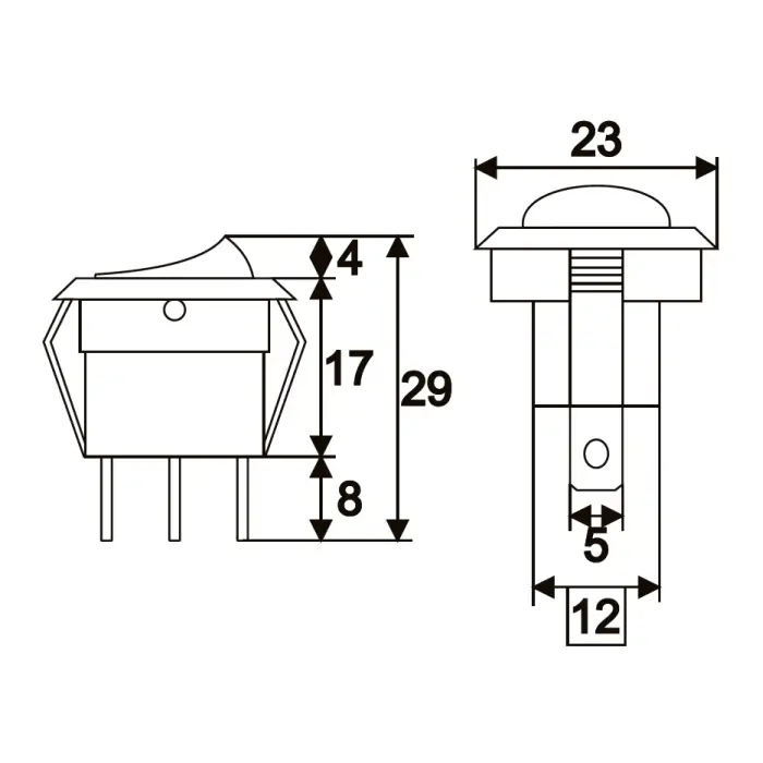 Întreupător basculant 1 circuit 3 pini 12V 16A LED verde M'N'C 09042ZO [1]