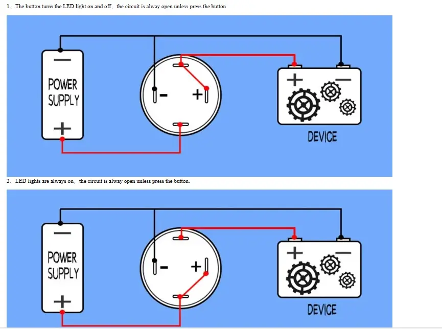 Întrerupător buton LED roșu SW1 OFF-(ON) fără reținere metal 12mm 12-24V – IoElectronice.ro [4]