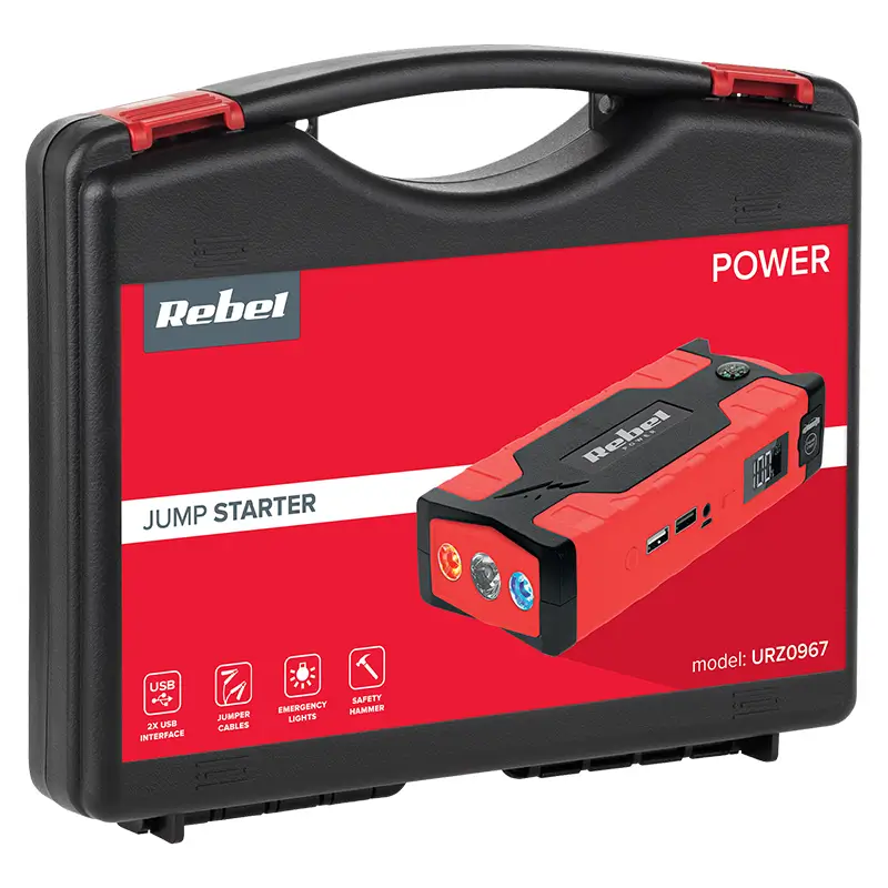 Jump Starter 10000mAh Rebel + Power Bank și Compresor Auto - Siguranță și Eficiență în Orice Situație [5]