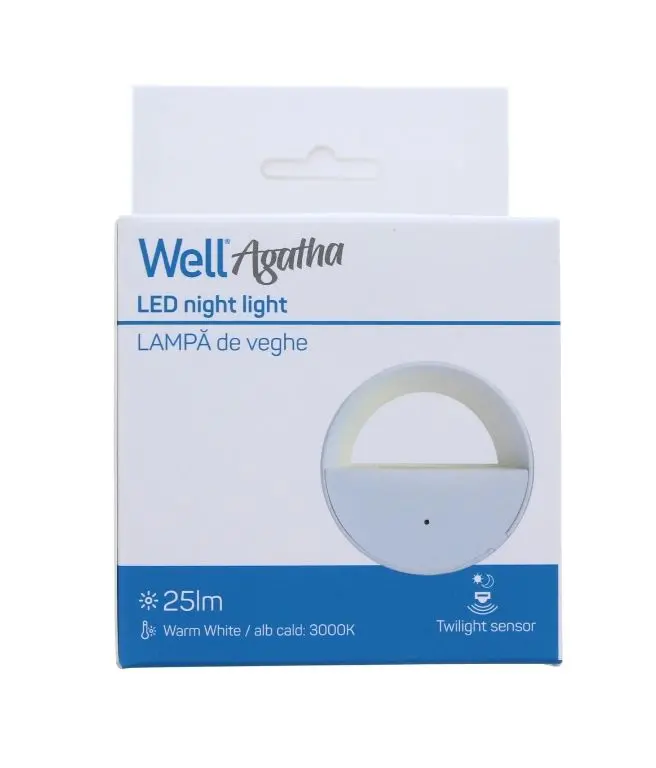 Lampa de veghe LED Well 0.5W cu senzor crepuscular, 25lm, 3000K, design modern, pentru siguranță și confort acasă [3]