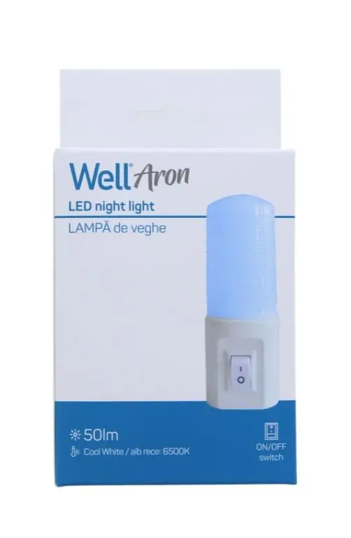 Lampa de veghe LED Well 1W, 50lm, 6500K, întrerupător ON/OFF, design ABS, iluminare eficientă pentru cameră [3]