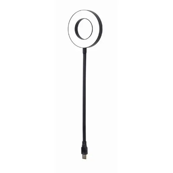 Lampa LED USB neagră 6500K 3W, cablu 30cm, iluminare rece pentru PC și birou, GEMBIRD NL-LEDRING-01 [1]