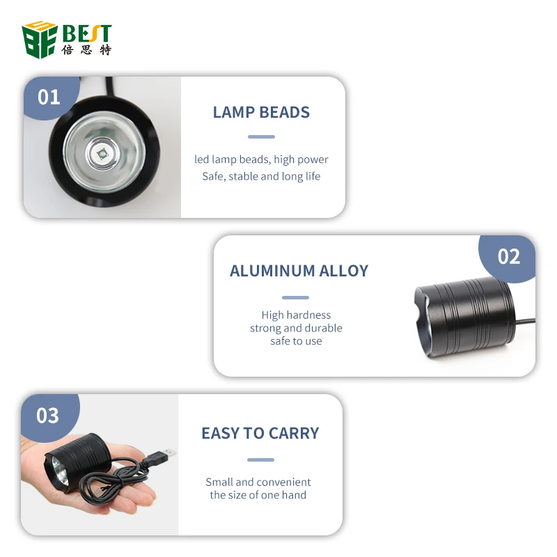 Lampa UV LED 3W alimentare USB pentru fixare vopsea / masca protectie lipire PCB BST-9147 - IoElectronice.ro [6]