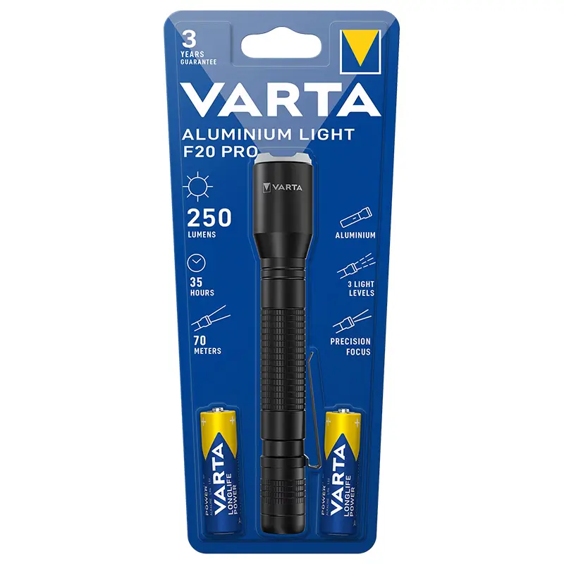 Electrice - Lanterna LED Aluminium Light F20 PRO VARTA 16607 4W 250lm 2xAA incluse
