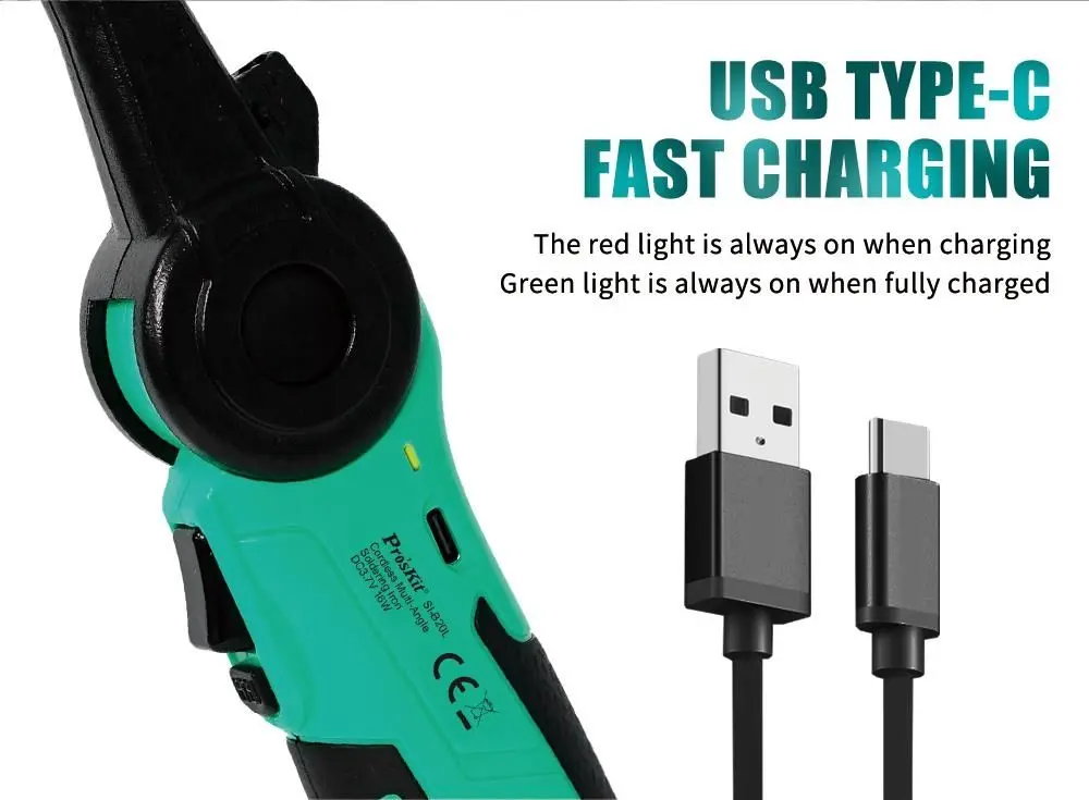Letcon de lipit 16W Pro'sKit SI-B20L cu cap mobil, fără fir, alimentare USB-C, ideal pentru electronică. [5]
