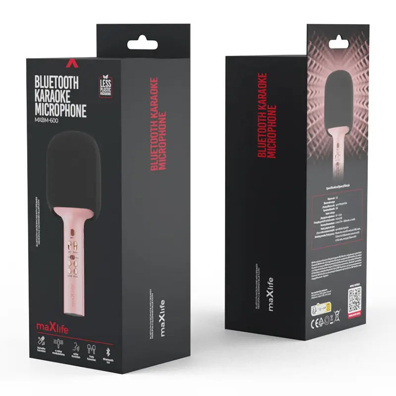 Microfon Karaoke Bluetooth cu difuzor incorporat roz maXlife MXBM-600 OEM0200494 - IoElectronice.ro [6]