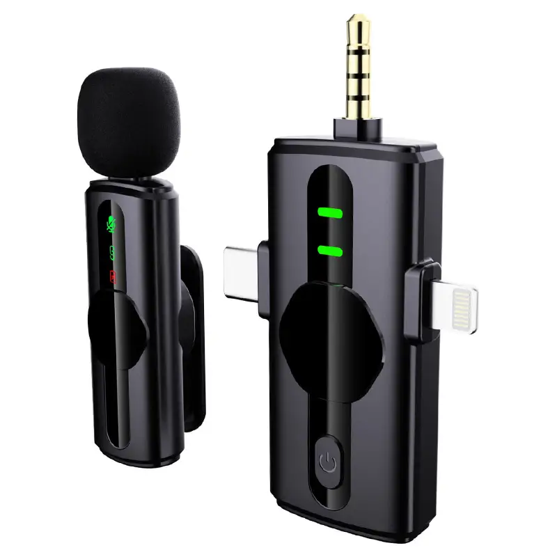 Microfoane - Microfon lavaliera wireless 3in1 3.5mm / USB-C / Lightning Platinet PLMM11 – IoElectronice.ro