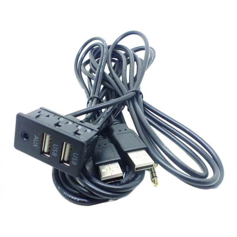 Accesorii Auto - Modul panou auto 1x Jack 3.5 mm stereo mama + 2x USB-A mama la Jack 3.5 mm stereo tata + 2x USB-A tata cablu 1m - IoElectronice.ro