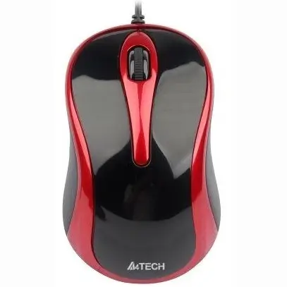 Mouse - Mouse A4tech N-350-2 cu fir USB optic 1000dpi butoane/scroll 3/1 negru/rosu