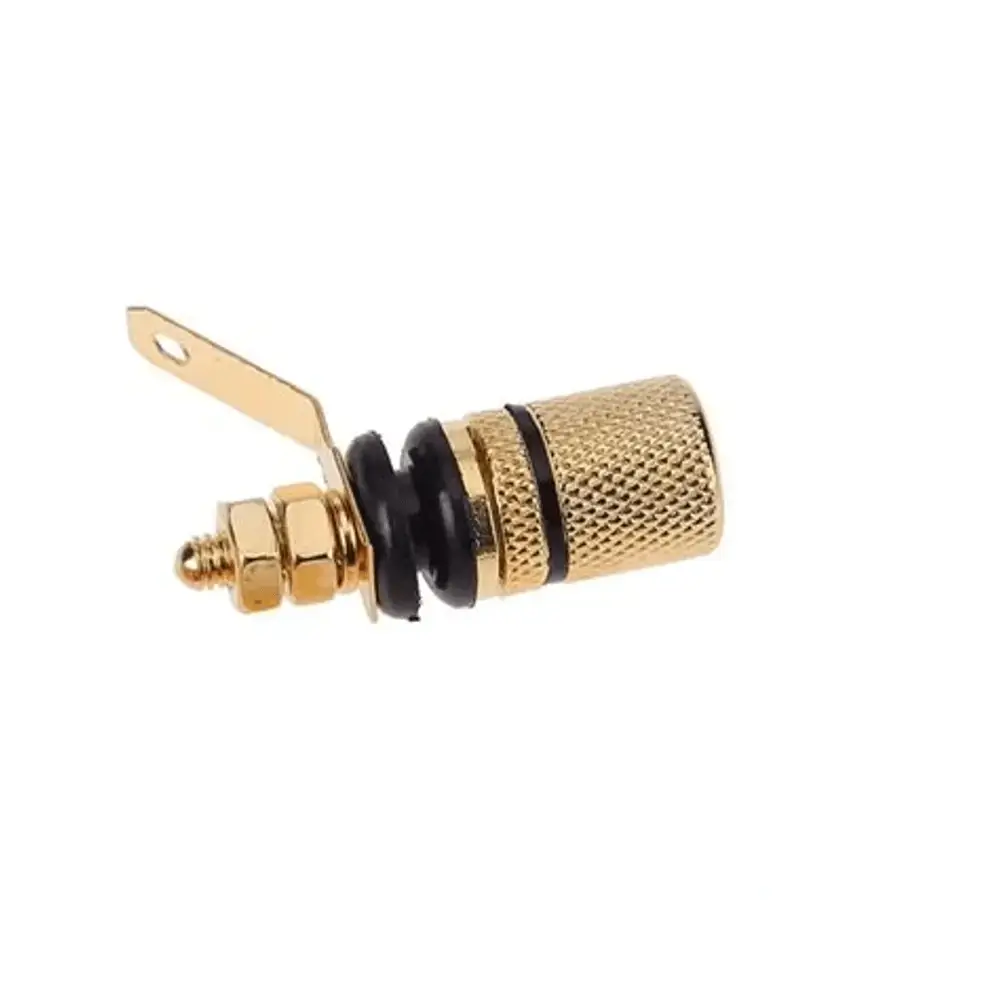 Conectica - Mufa banana mama aurită 4mm cu inel negru, montaj pe panou, brand OEM, tip mufa banana, lungime standard.