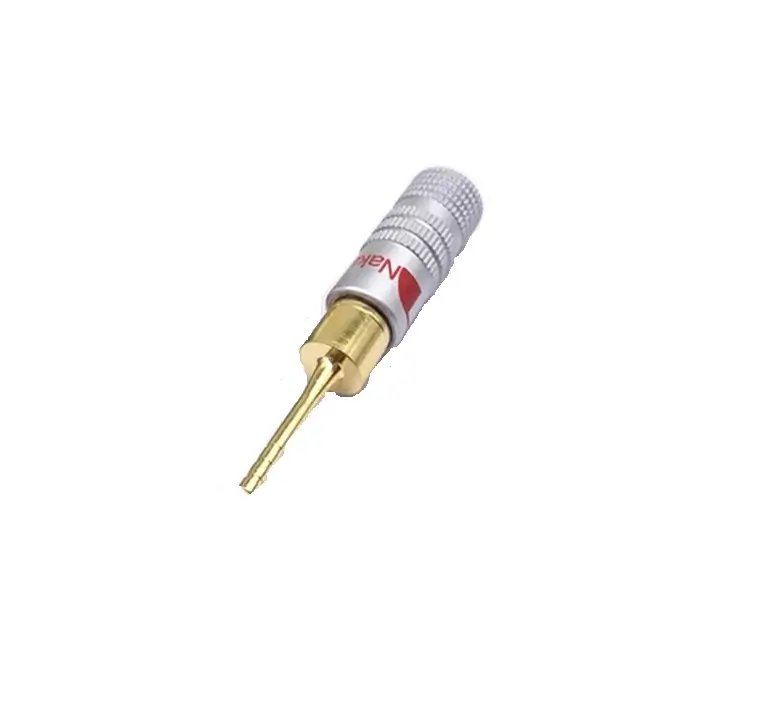 Conectica - Mufa banana tata 2mm metal cu șurub și inel roșu OEM, tip mufa, lungime standard, compatibilitate universală.