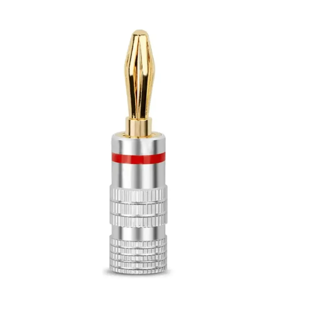Mufa banana tata 4mm metal cu șurub și inel roșu – Conector sigur pentru sisteme audio și electronice [1]