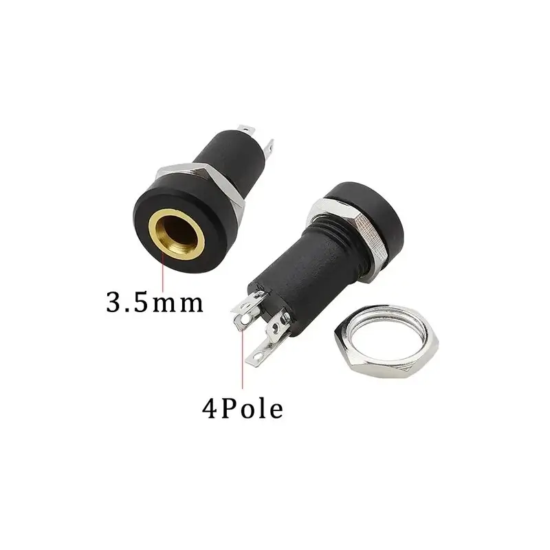 Conectica - Mufa mama JACK 3.5 mm 4Pini 4 Contacte pe panou plastic filet lung