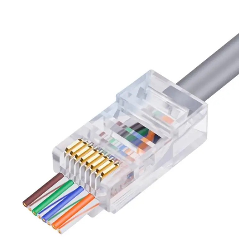 Mufă RJ45 8P8C CAT5e Pass Through Eurokomp TEL0071LP, compatibilitate rețea, utilizare ușoară, brand OEM [1]