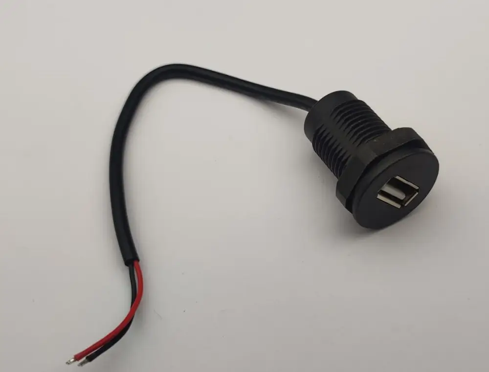 Mufe AC-DC - Mufa USB2.0 mama panou tip A 1 port gabarit mic cu 2 fire diam. 16mmx30mm – IoElectronice.ro