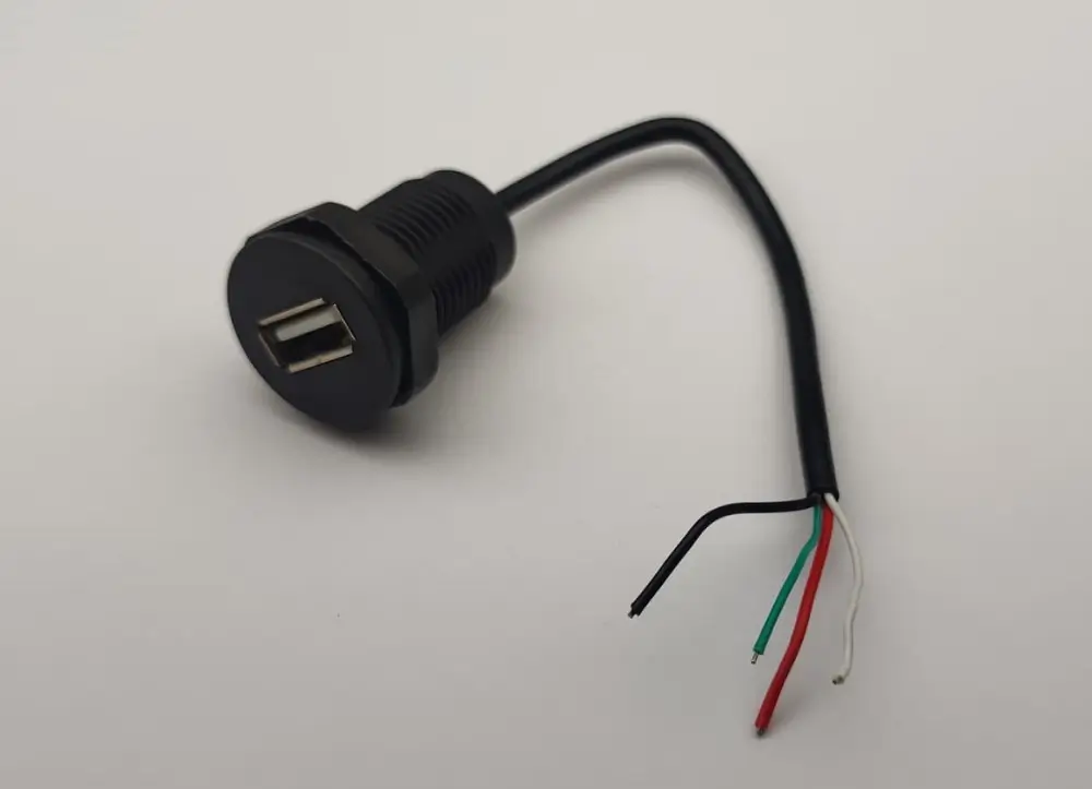 Mufe AC-DC - Mufa USB2.0 mama panou tip A 1 port gabarit mic cu 4 fire diam. 16mmx30mm – IoElectronice.ro