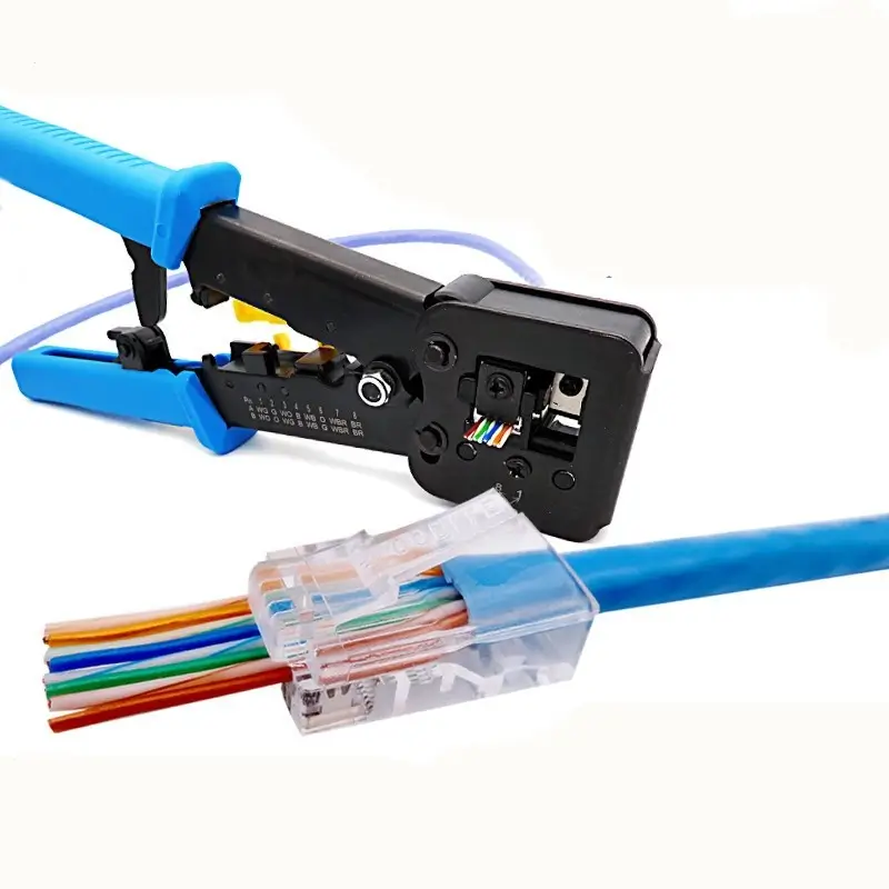 Mufa UTP CAT6 RJ45 8P8C pass through, conector RJ45 tata, standard Cat 6, brand OEM, pentru cablu rotund. [1]