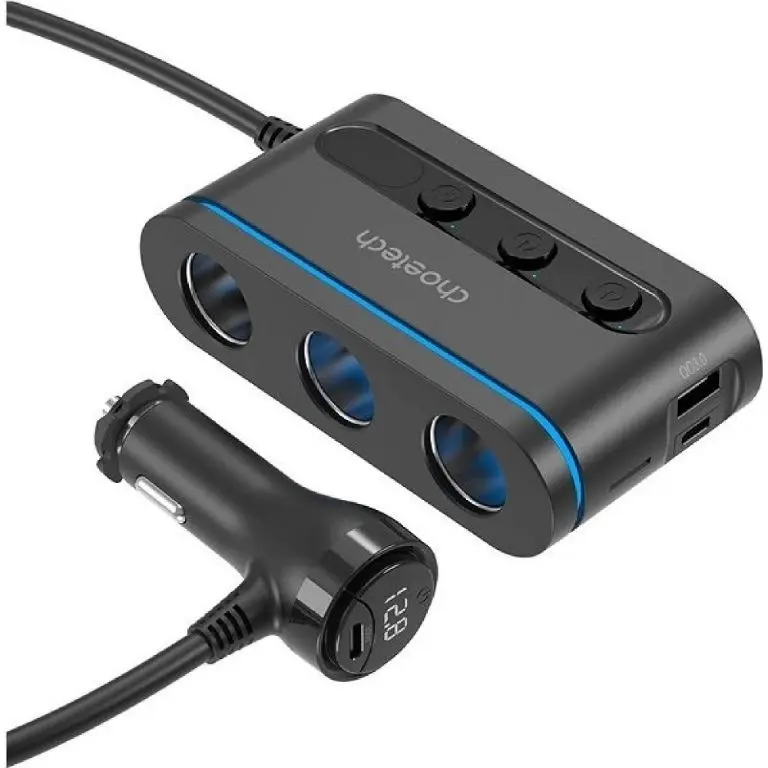 Accesorii Auto - Multiplicator bricheta auto Choetech TC0021 3 ieșiri 2x USB-C PD 30W 1x USB A QC3.0 18W – IoElectronice.ro