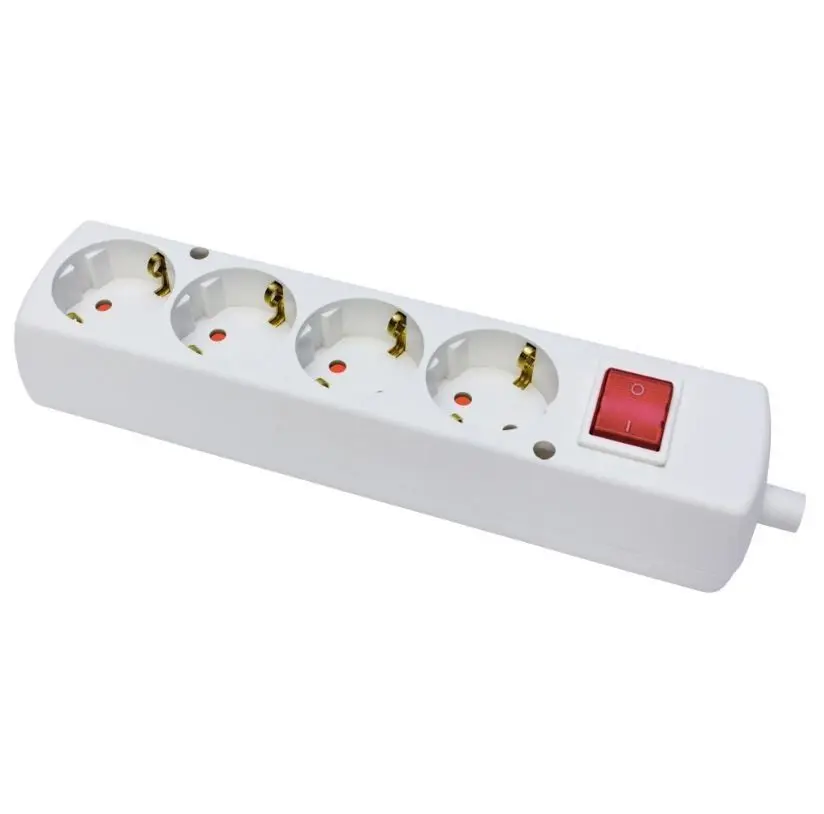 Stechere - Multipriza 4 prize cu întrerupător alb 16A 3500W Plastrol GN-470SWS/WE – IoElectronice.ro
