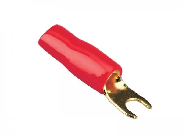 Mufe papuci - Papuc Terminal tip furca 10mm2 M4 aurit izolat roșu ACV 30.4410-02