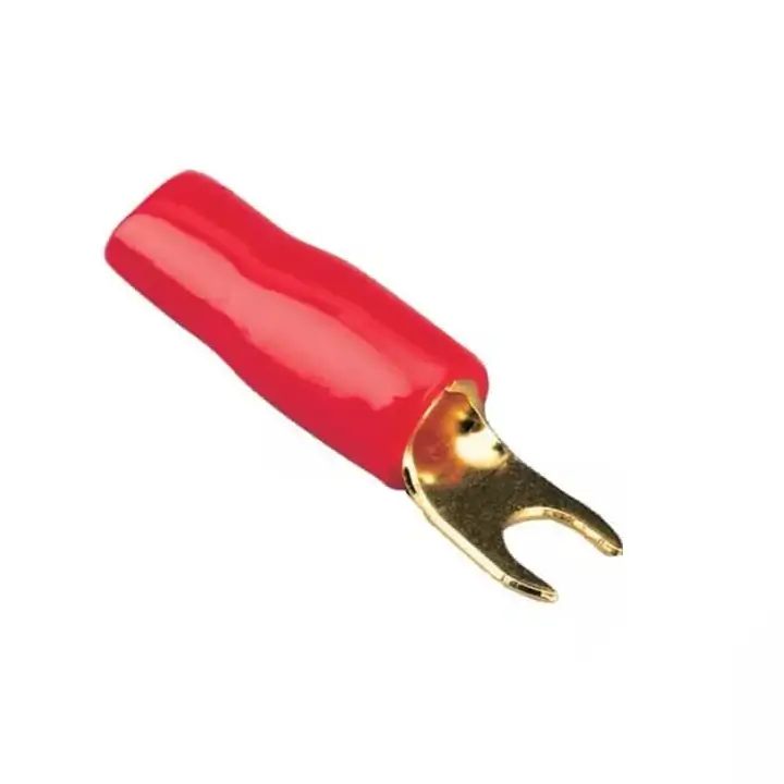 Papuc Terminal Furca M4 20mm² Aurit, Izolat Roșu, Montare Crimpată, pentru Cabluri Puternice ACV 30.4420-02 [1]