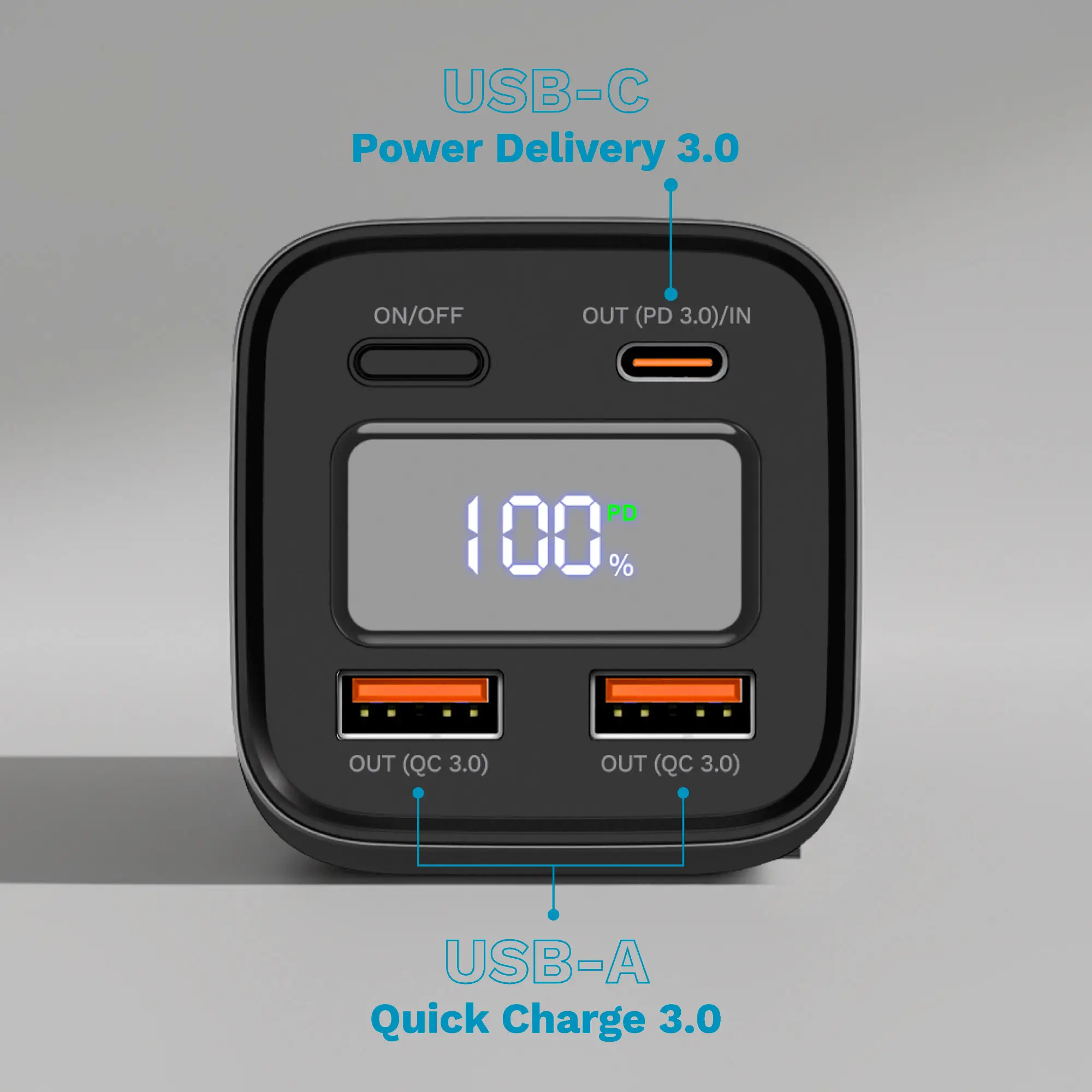 Power Bank 20000mAh 100W QC3.0 PD3.0 USB-C / USB-A Afisaj LCD Kruger&Matz KM0915 – IoElectronice.ro [2]