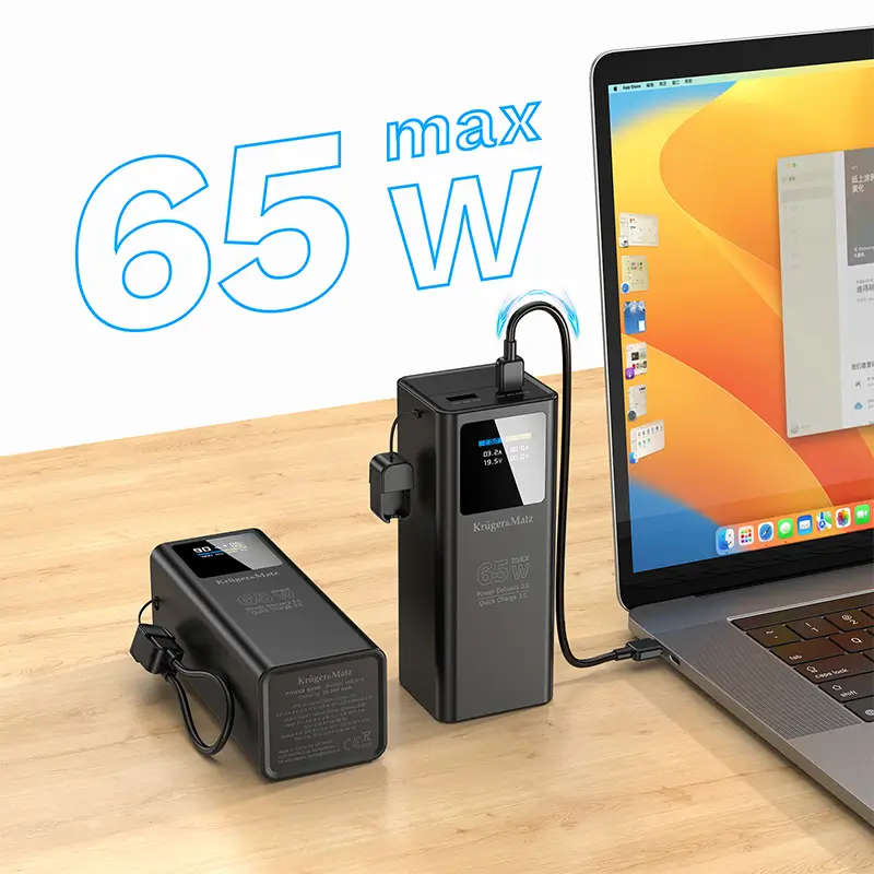 Power Bank 20000mAh 65W QC3.0 PD3.0 USB-C / USB-A Afisaj LCD Kruger&Matz KM0914 – IoElectronice.ro [4]